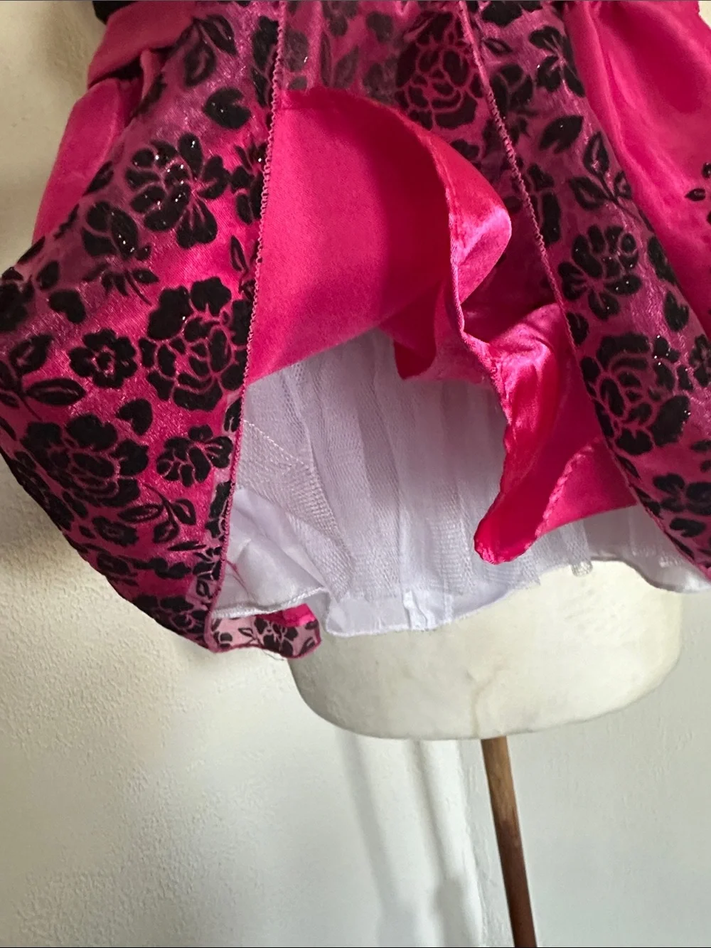 Love Black Velvet Baby Girl Dress with Pink And Floral Print Size 18 Months